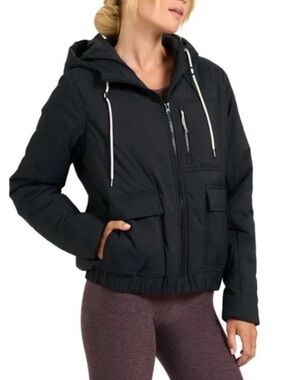 Vuori Black Quilted Hooded Jacket with Zip Pockets